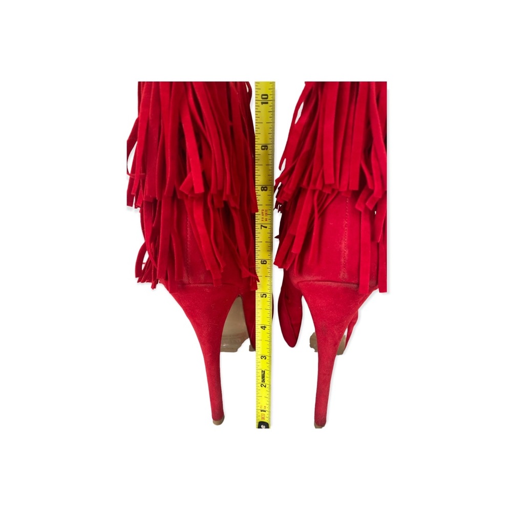 Faux Red Suede Platform Booties - image 4